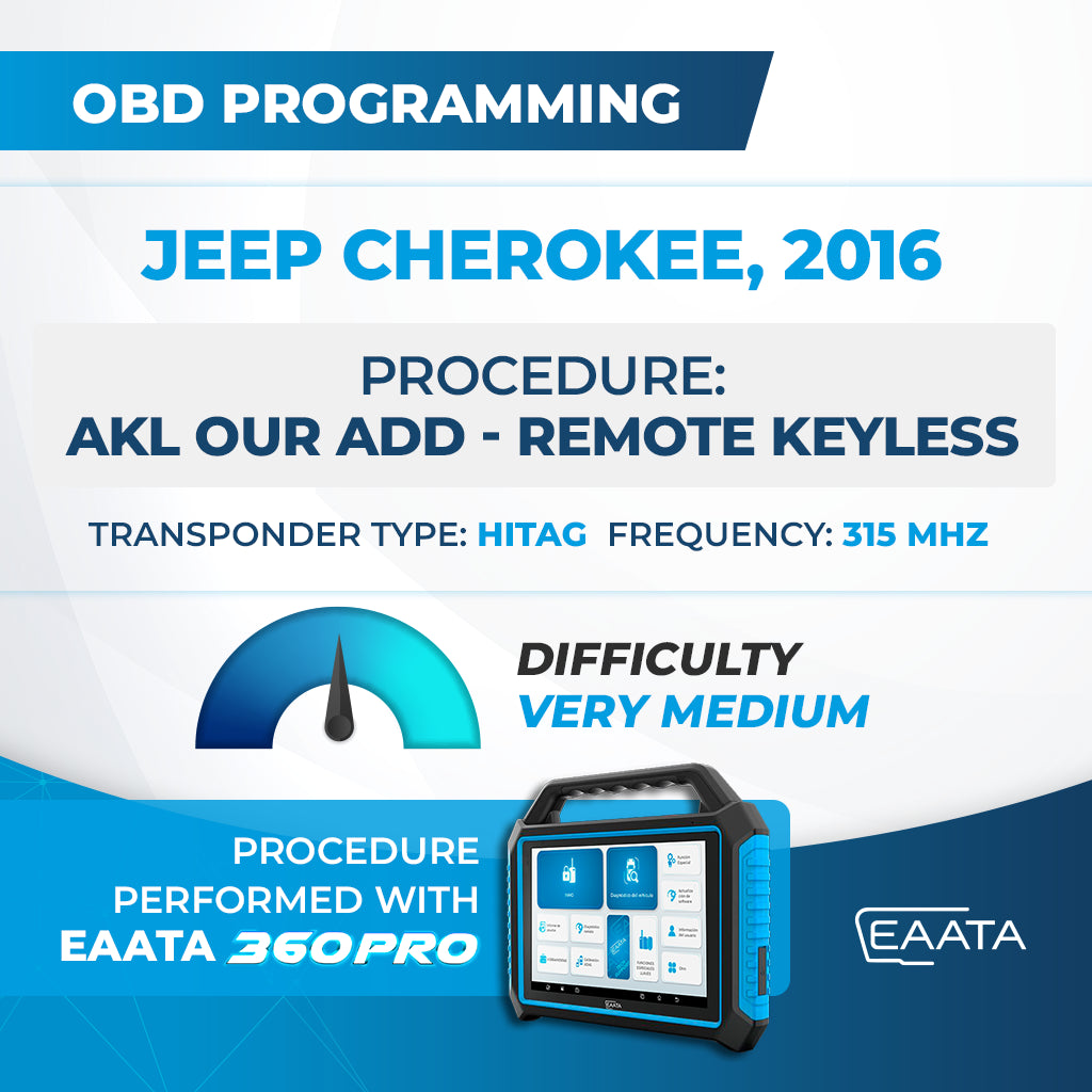 OBD programming - Remote Keyless - Jeep Cherokee, 2016 - AKL our ADD