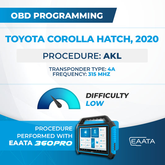 OBD programming - TOYOTA Corolla Hatch, 2020 - AKL