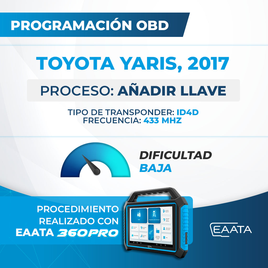 Programación OBD - TOYOTA Yaris, 2017 - Añadir llave